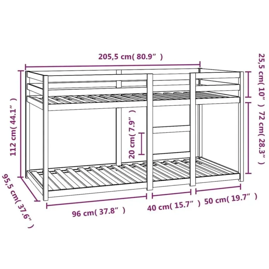 vidaXL - Stapelbed met zijladder - Wit - Massief grenenhout - 90x200 cm