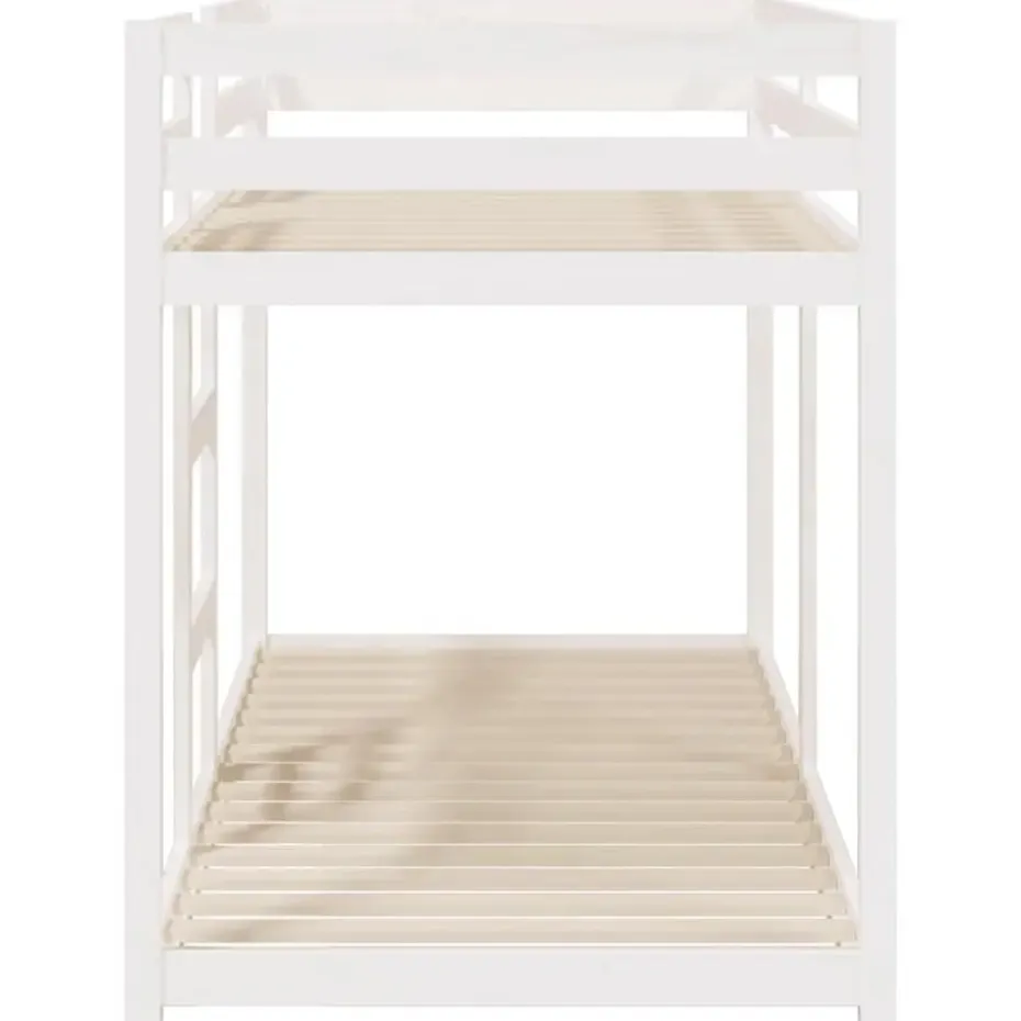 vidaXL - Stapelbed met zijladder - Wit - Massief grenenhout - 90x200 cm