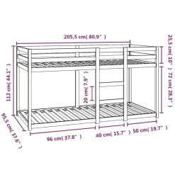 vidaXL - Stapelbed met zijladder - Naturel - Massief grenenhout - 90x200 cm