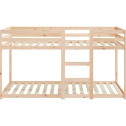 vidaXL - Stapelbed met zijladder - Naturel - Massief grenenhout - 90x200 cm