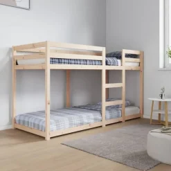 vidaXL - Stapelbed met zijladder - Naturel - Massief grenenhout - 75x190 cm