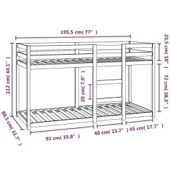 vidaXL - Stapelbed met zijladder - Wit - Massief grenenhout - 75x190 cm