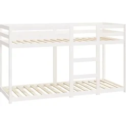 vidaXL - Stapelbed met zijladder - Wit - Massief grenenhout - 75x190 cm