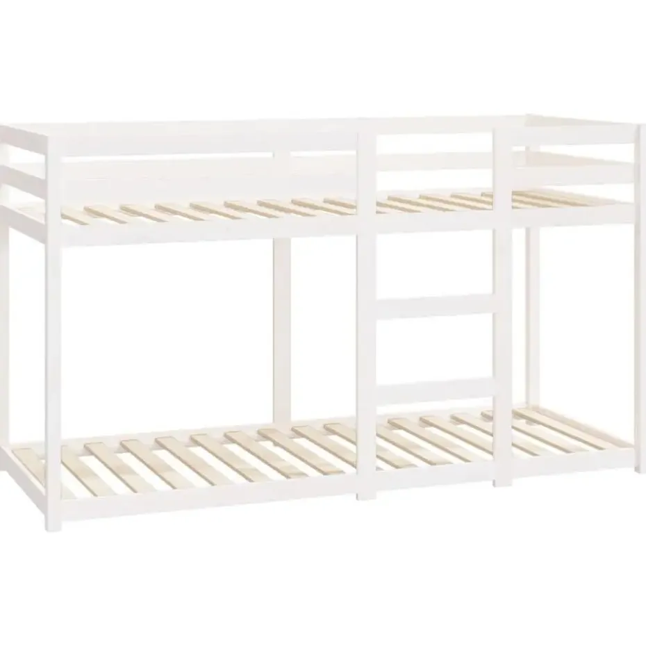 vidaXL - Stapelbed met zijladder - Wit - Massief grenenhout - 75x190 cm