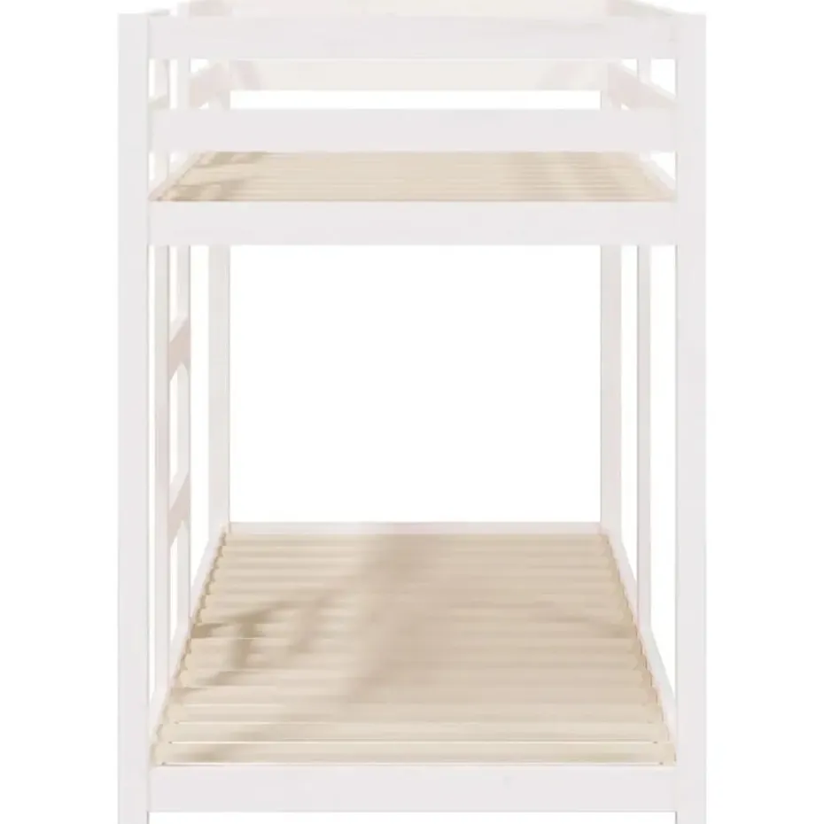 vidaXL - Stapelbed met zijladder - Wit - Massief grenenhout - 75x190 cm