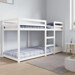 vidaXL - Stapelbed met zijladder - Wit - Massief grenenhout - 80x200 cm