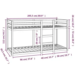 vidaXL - Stapelbed met zijladder - Wit - Massief grenenhout - 80x200 cm