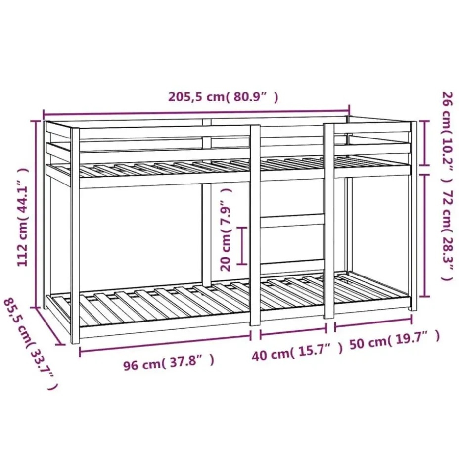 vidaXL - Stapelbed met zijladder - Wit - Massief grenenhout - 80x200 cm