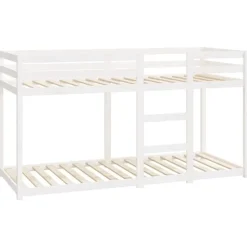 vidaXL - Stapelbed met zijladder - Wit - Massief grenenhout - 80x200 cm