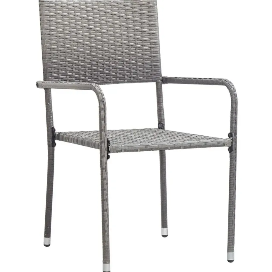 vidaXL - Stapelstoelen - Grijs - Poly rattan - 2 stuks