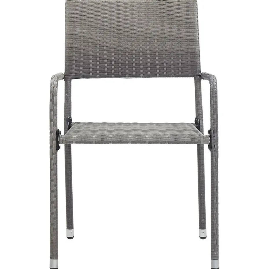 vidaXL - Stapelstoelen - Grijs - Poly rattan - 2 stuks