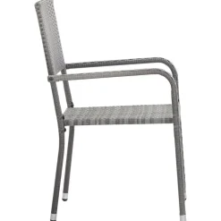 vidaXL - Stapelstoelen - Grijs - Poly rattan - 2 stuks