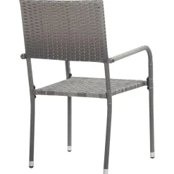 vidaXL - Stapelstoelen - Grijs - Poly rattan - 2 stuks