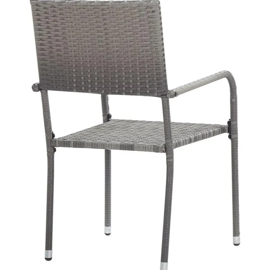 vidaXL - Stapelstoelen - Grijs - Poly rattan - 2 stuks