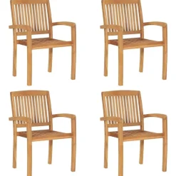 vidaXL - Stapelstoelen - Kussens - Grijs - Hout - 4 stuks