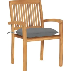 vidaXL - Stapelstoelen - Kussens - Grijs - Hout - 4 stuks