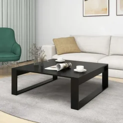 vidaXL - Tafel - Zwart - Bewerkt hout - 100 x 100 cm