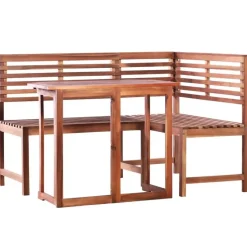 vidaXL - Tafel En Bankenset - Bruin - Hout