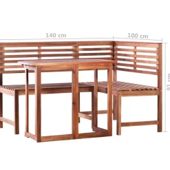 vidaXL - Tafel En Bankenset - Bruin - Hout