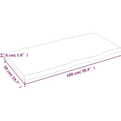 vidaXL - Tafelblad - Bruin - Eikenhout - 100 x 50 x 4 cm