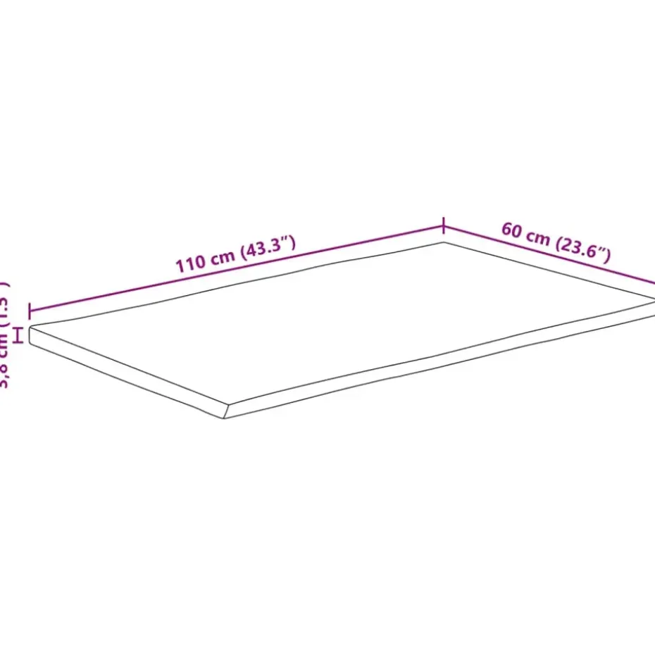 vidaXL - Tafelblad met natuurlijke rand - Bruin - Hout - 110 x 60 x 3.8 cm