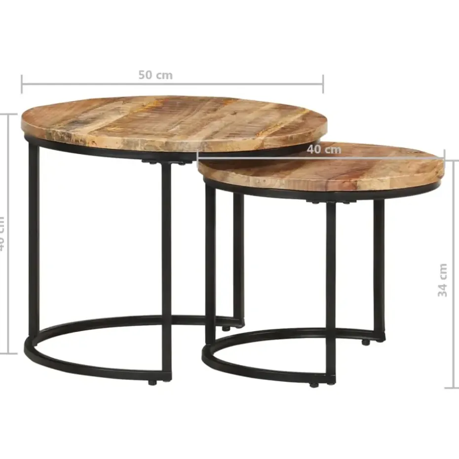 vidaXL - Tafeltje - Bruin - Hout - Ø 40 x 34 cm - 2 stuks