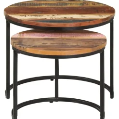 vidaXL - Tafeltje - Bruin - Gerecycled hout - Ø 40 x 34 cm - 2 stuks