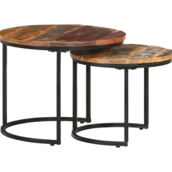 vidaXL - Tafeltje - Bruin - Gerecycled hout - Ø 40 x 34 cm - 2 stuks