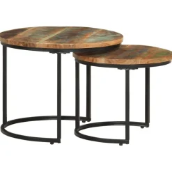 vidaXL - Tafeltje - Bruin - Gerecycled hout - Ø 40 x 34 cm - 2 stuks