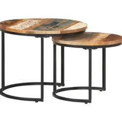 vidaXL - Tafeltje - Bruin - Gerecycled hout - Ø 40 x 34 cm - 2 stuks