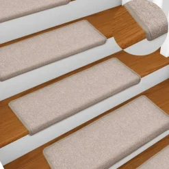 vidaXL - Tapijt Traptrede - Taupe - Polypropyleen