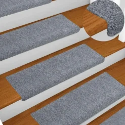 vidaXL - Tapijt Traptrede - Grijs - Polypropyleen - 5 stuks
