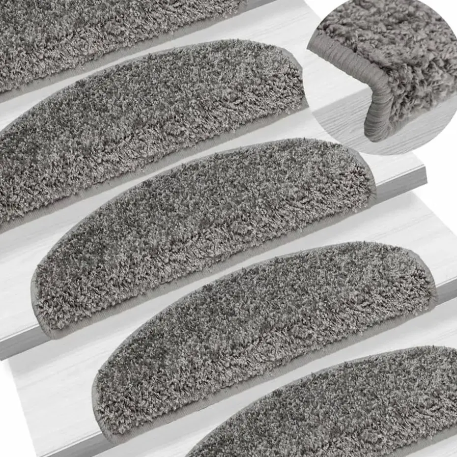 vidaXL - Tapijt Traptrede - Grijs - Polypropyleen