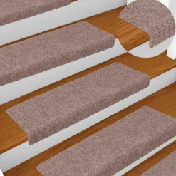 vidaXL - Tapijt Traptrede - Crème - Polypropyleen - 15 stuks