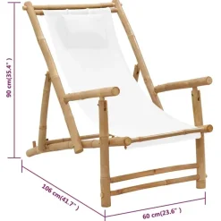 vidaXL - Terrasstoel - Wit - Bamboe en canvas