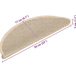vidaXL - Trapmat - Crème - Stof - 56 x 17 x 3 cm - 15 stuks