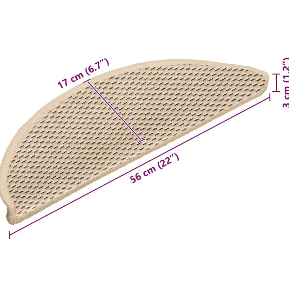 vidaXL - Trapmat - Crème - Stof - 56 x 17 x 3 cm - 15 stuks