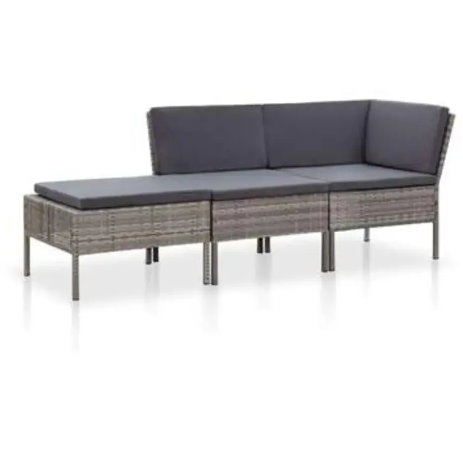vidaXL - Tuin Loungeset - Grijs - Poly rattan