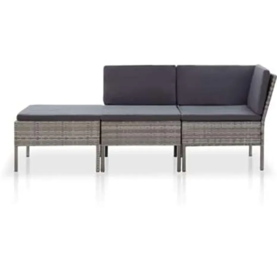 vidaXL - Tuin Loungeset - Grijs - Poly rattan