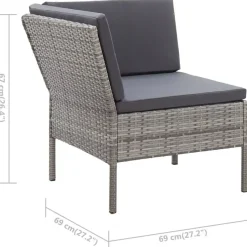 vidaXL - Tuin Loungeset - Grijs - Poly rattan