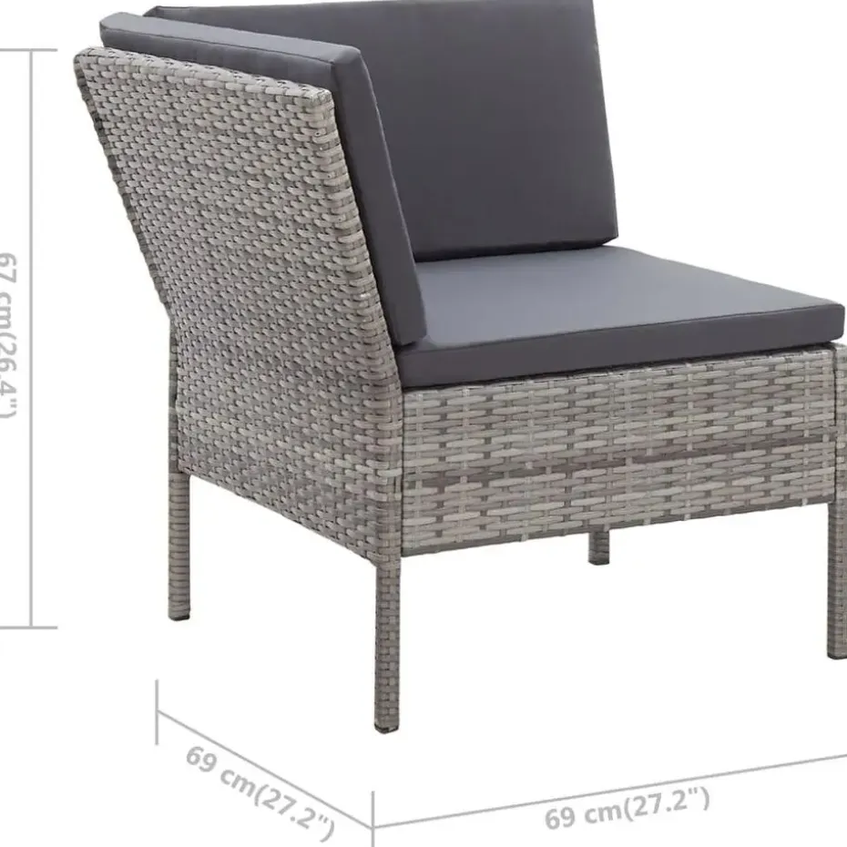 vidaXL - Tuin Loungeset - Grijs - Poly rattan