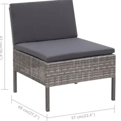 vidaXL - Tuin Loungeset - Grijs - Poly rattan