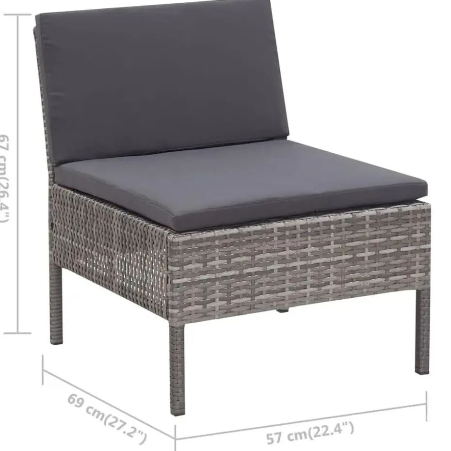 vidaXL - Tuin Loungeset - Grijs - Poly rattan