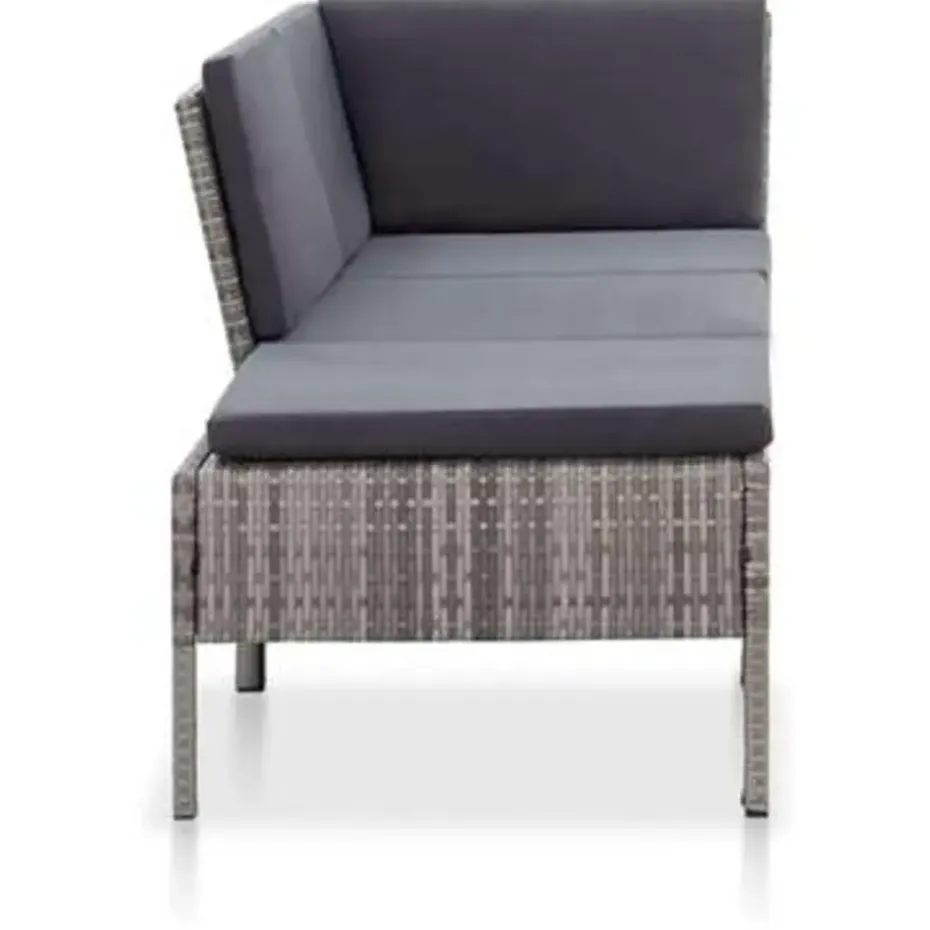 vidaXL - Tuin Loungeset - Grijs - Poly rattan