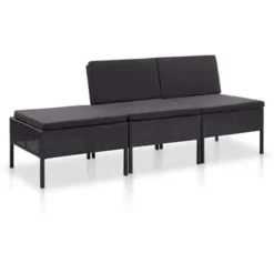 vidaXL - Tuin Loungeset - Zwart - Poly rattan