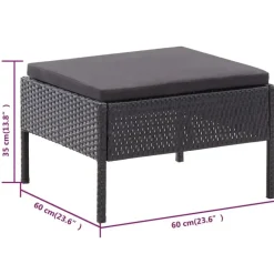 vidaXL - Tuin Loungeset - Zwart - Poly rattan