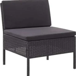 vidaXL - Tuin Loungeset - Zwart - Poly rattan
