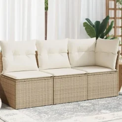 vidaXL - Tuinbank - Beige - Poly rattan