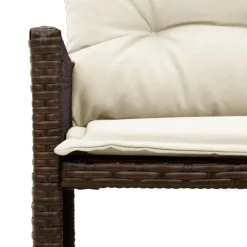 vidaXL - Tuinbank - Bruin - Poly rattan - L-vormig - Met tafel en kussens