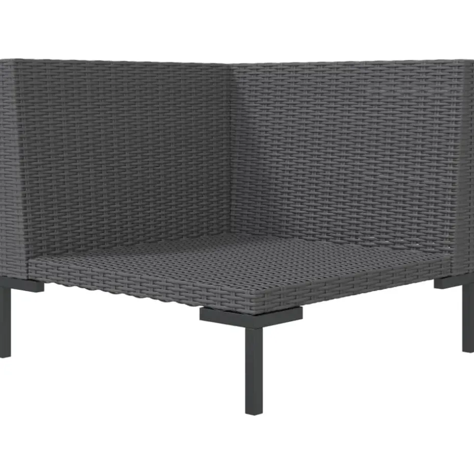 vidaXL - Tuinbank - Grijs - Poly rattan - Met kussens